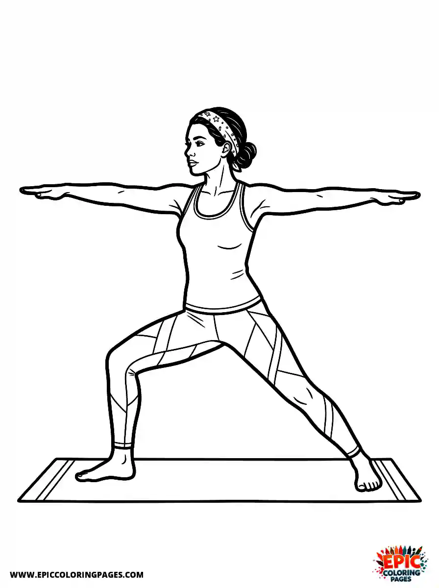 Birthday Girl Birthday girl realistic girl doing yoga warrior pose headband and mat