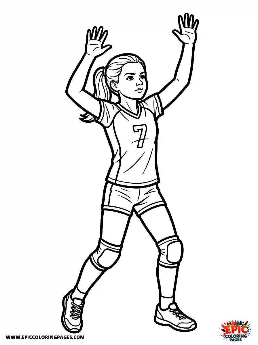 Birthday Girl Birthday girl realistic girl playing volleyball with hands raised jersey and determined face