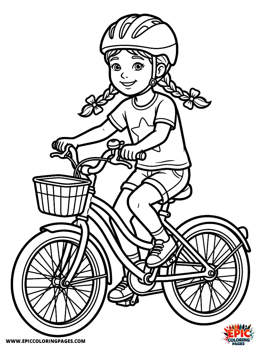 Birthday Girl Birthday girl realistic girl riding bicycle with helmet braids and sneakers