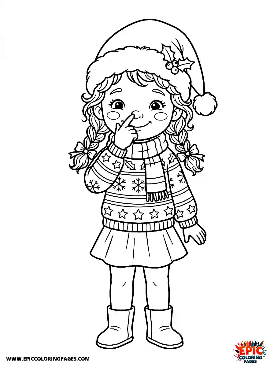 Christmas Girl Christmas girl adorable style touching her nose