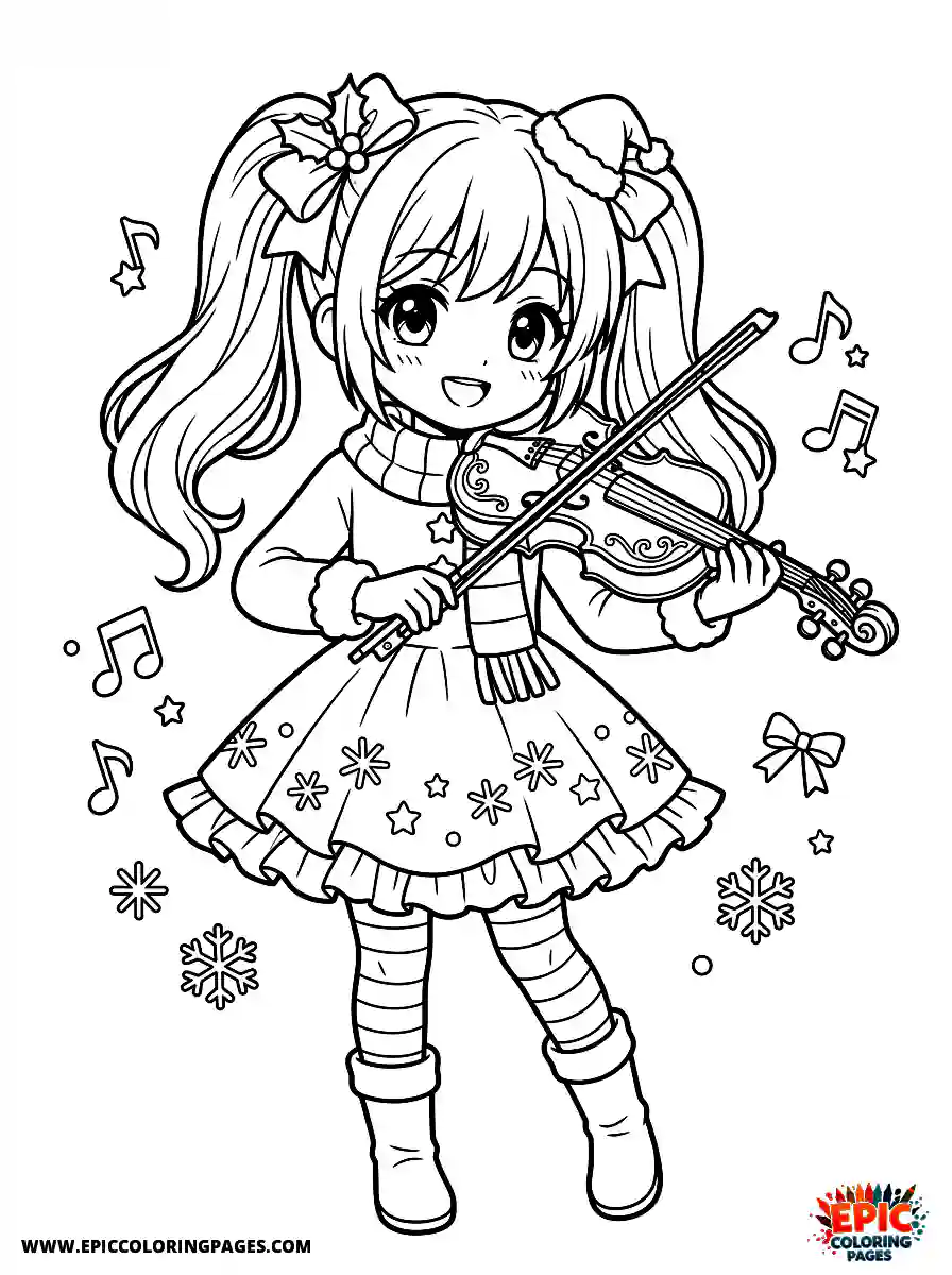 Christmas Girl Christmas girl anime style playing the violin
