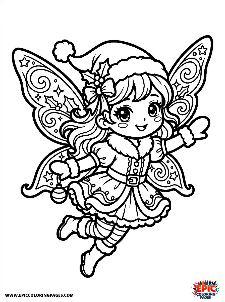 Christmas Girl Christmas girl chibi style flying with fairy wings