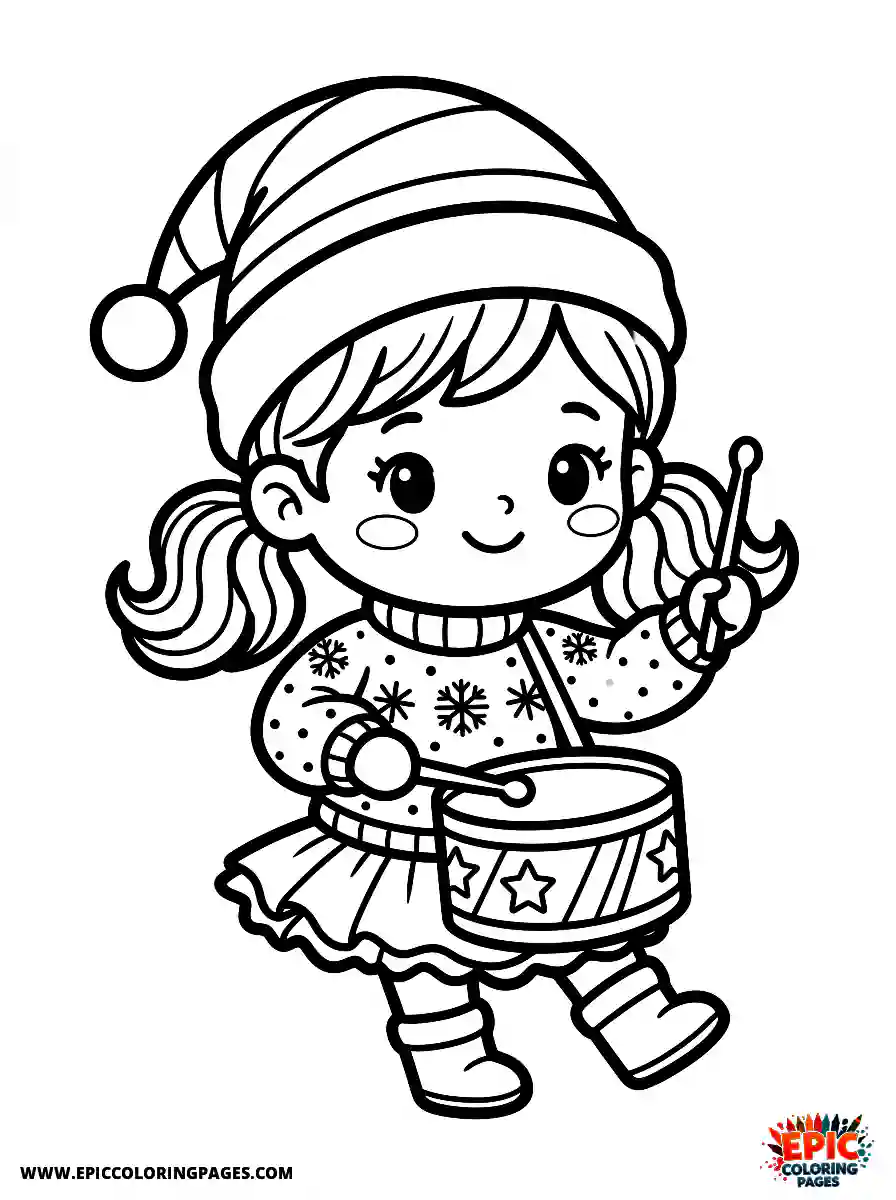 Christmas Girl Christmas girl chibi style playing a small drum