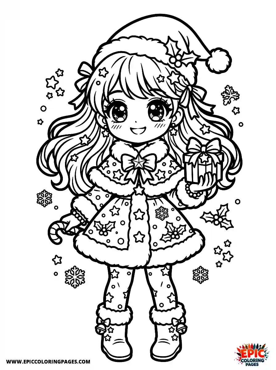 Christmas Girl Christmas girl manga style with large starry eyes