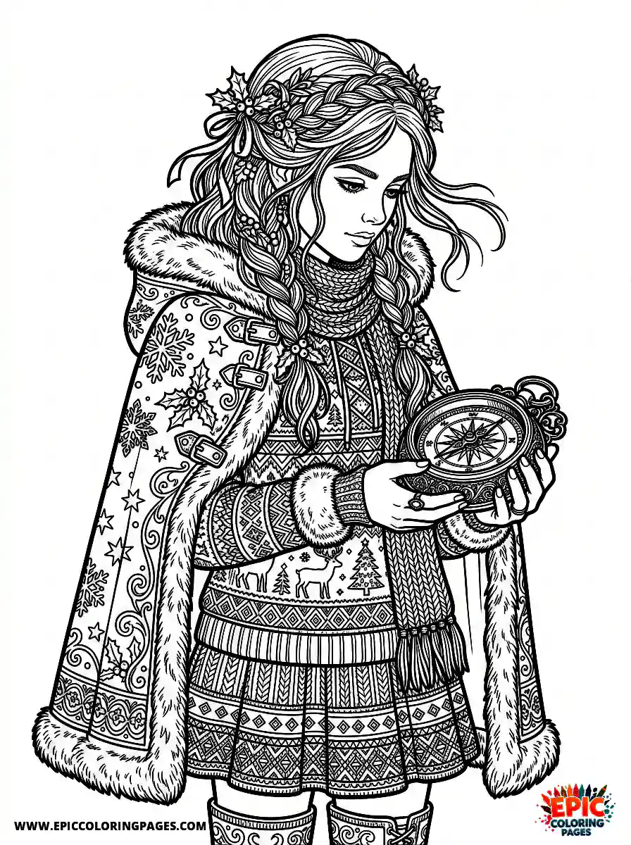 Christmas Girl Christmas girl realistic looking at a compass