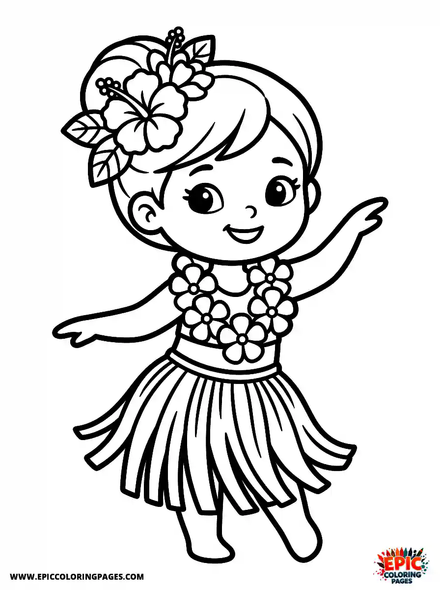 Birthday Girl Cute birthday girl hula dancing dance tropical skirt and flower lei