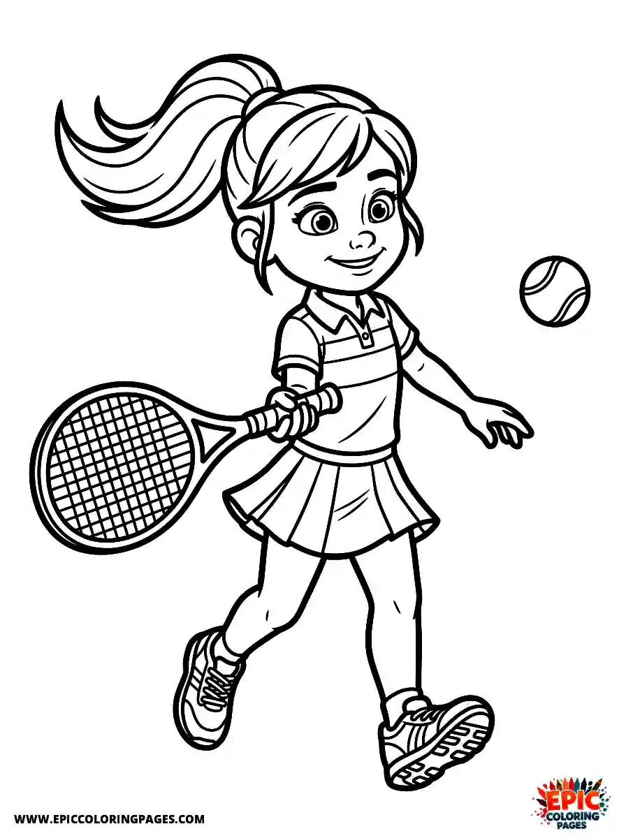 Birthday Girl Cute birthday girl pixar style girl playing tennis racket swing and ponytail flying