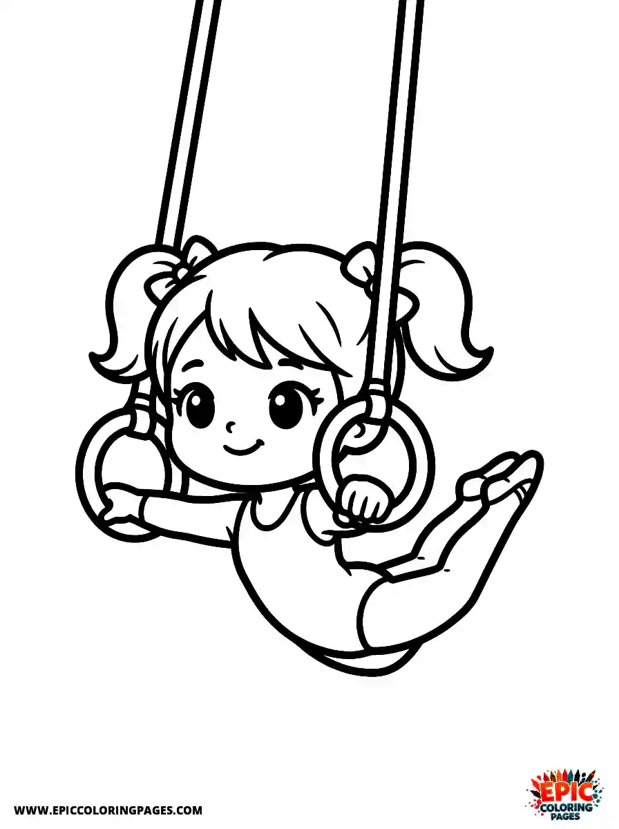 Gymnast Girl Cute gymnast girl chibi style swinging on gymnastics rings