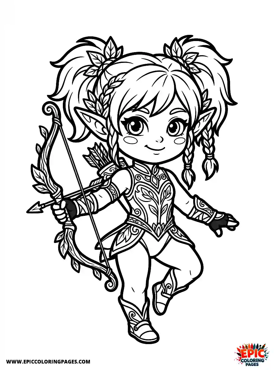 Gymnast Girl Cute gymnast girl chibi style wearing elven ears holding a bow