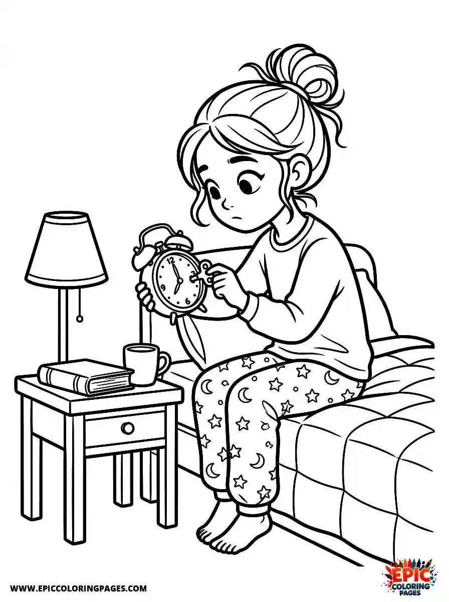 Gymnast Girl Cute gymnast girl cute style setting an alarm clock with bells