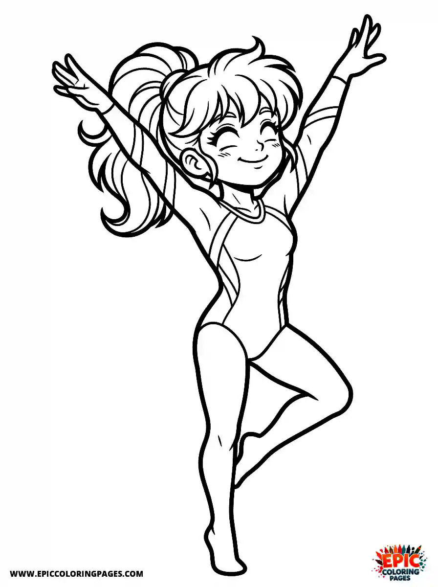 Gymnast Girl Cute gymnast girl manga style striking a dramatic finishing pose