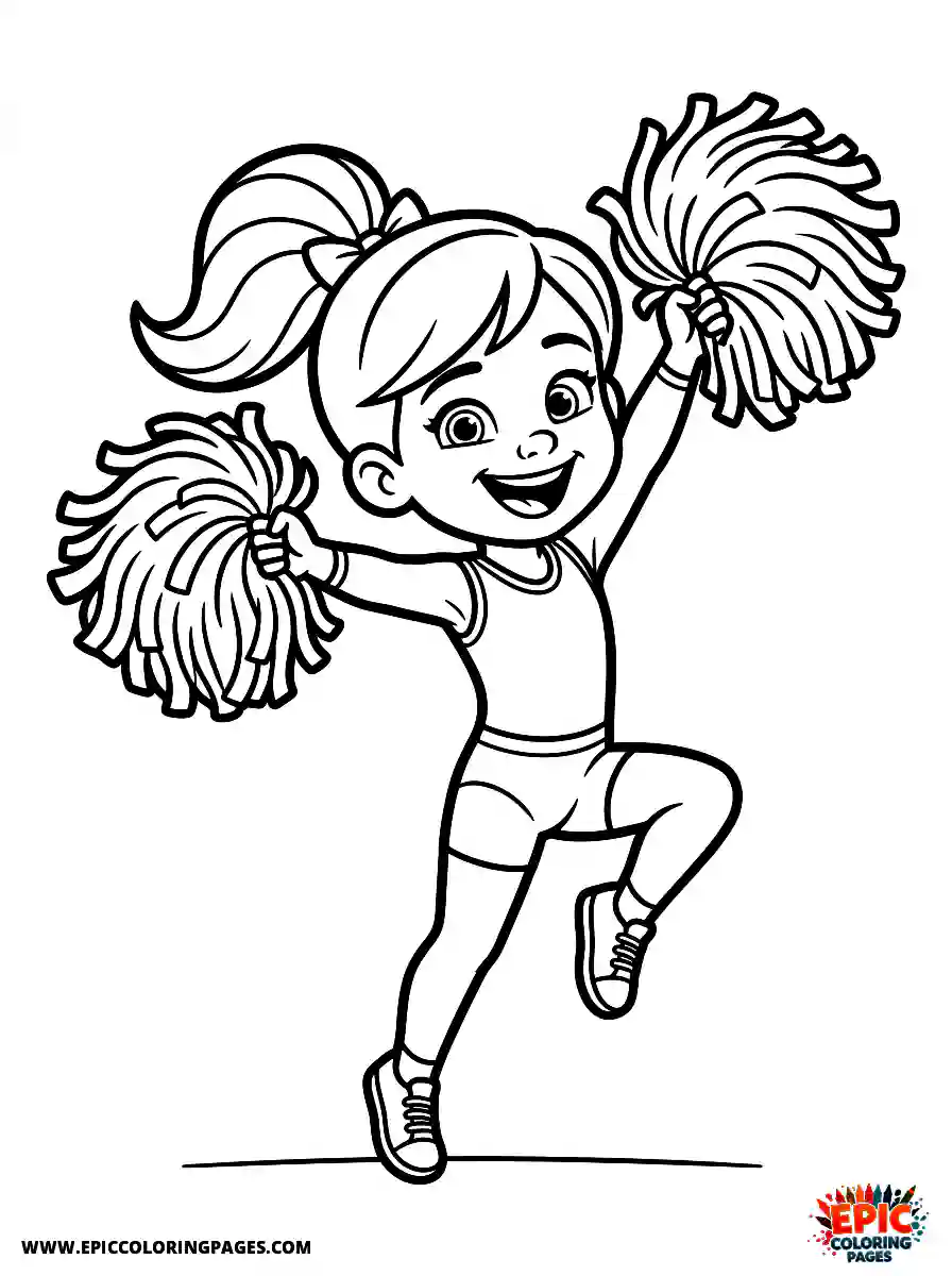 Gymnast Girl Cute gymnast girl pixar style cheering with pom poms