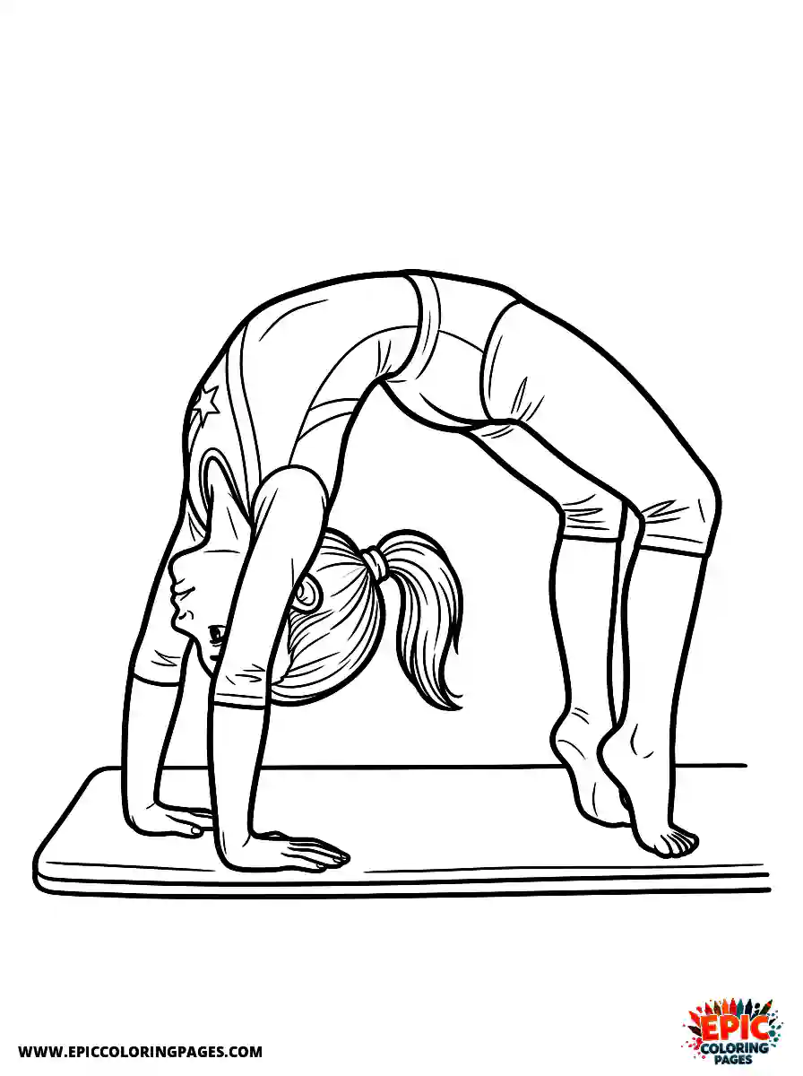 Gymnast Girl Cute gymnast girl realistic bending backwards into a deep bridge pose