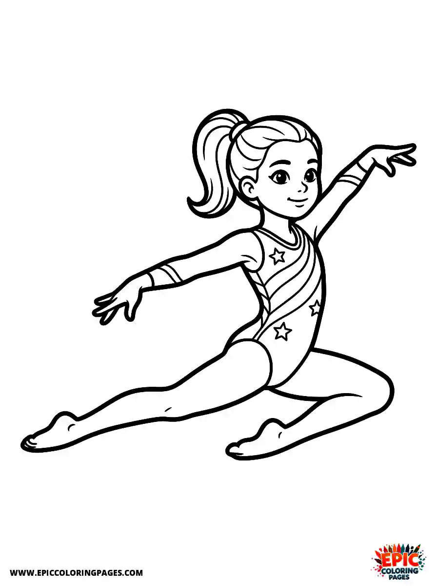 Gymnast Girl Cute gymnast girl realistic sliding elegantly across the floor during a dance routine