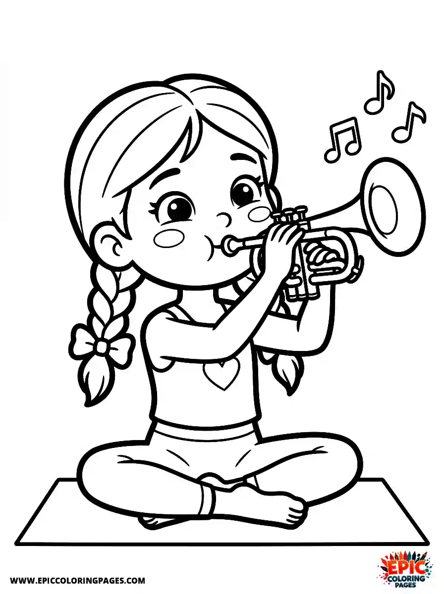Yoga Girl Cute yoga girl 3d disney style playing a trumpet