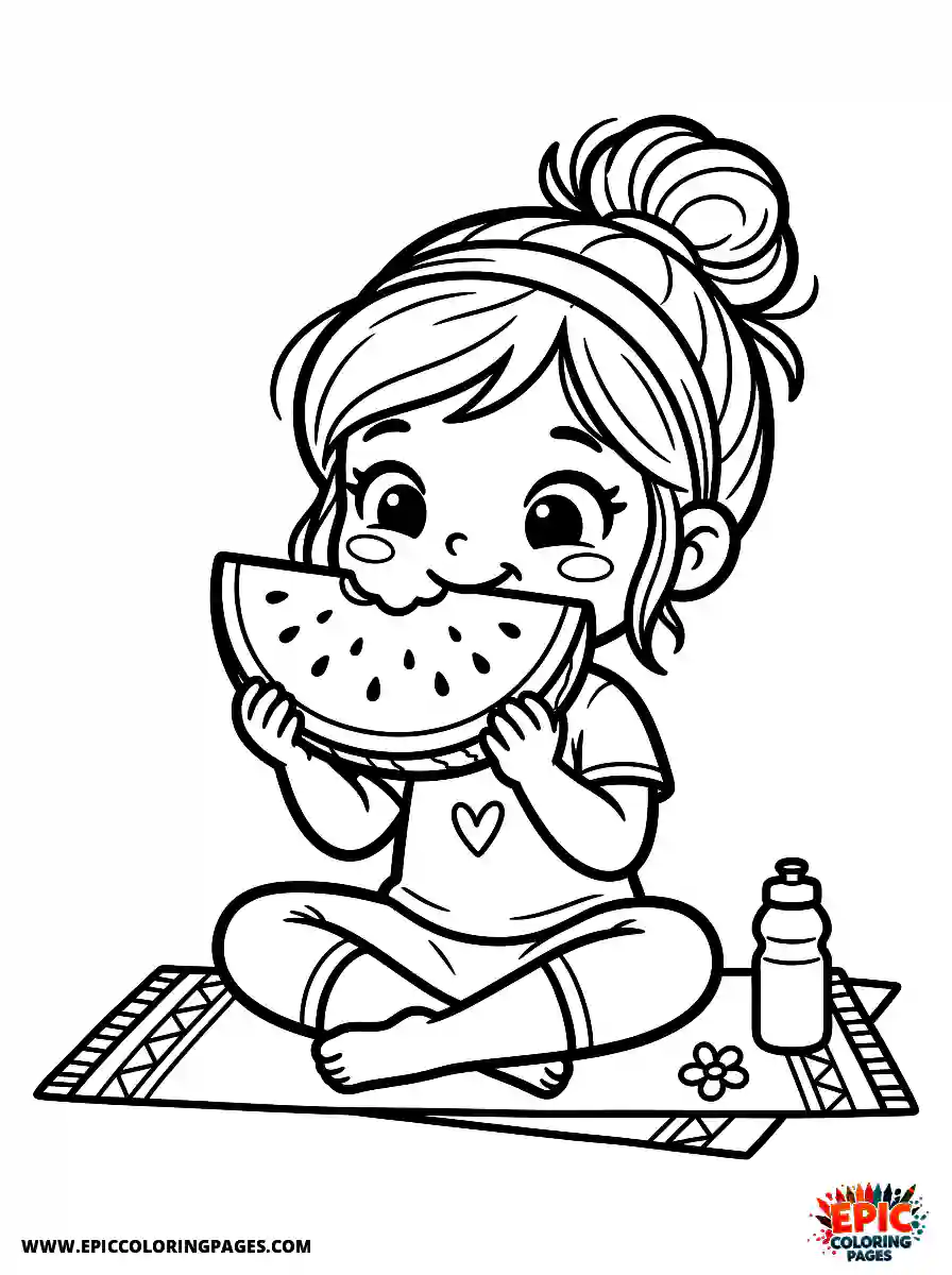 Yoga Girl Cute yoga girl adorable style eating a slice of watermelon