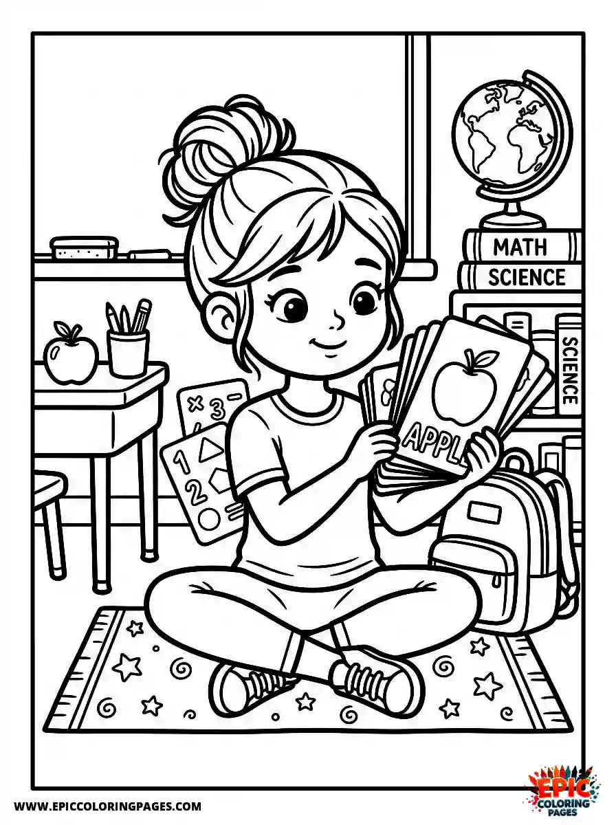 Yoga Girl Cute yoga girl adorable style studying flashcards for a test