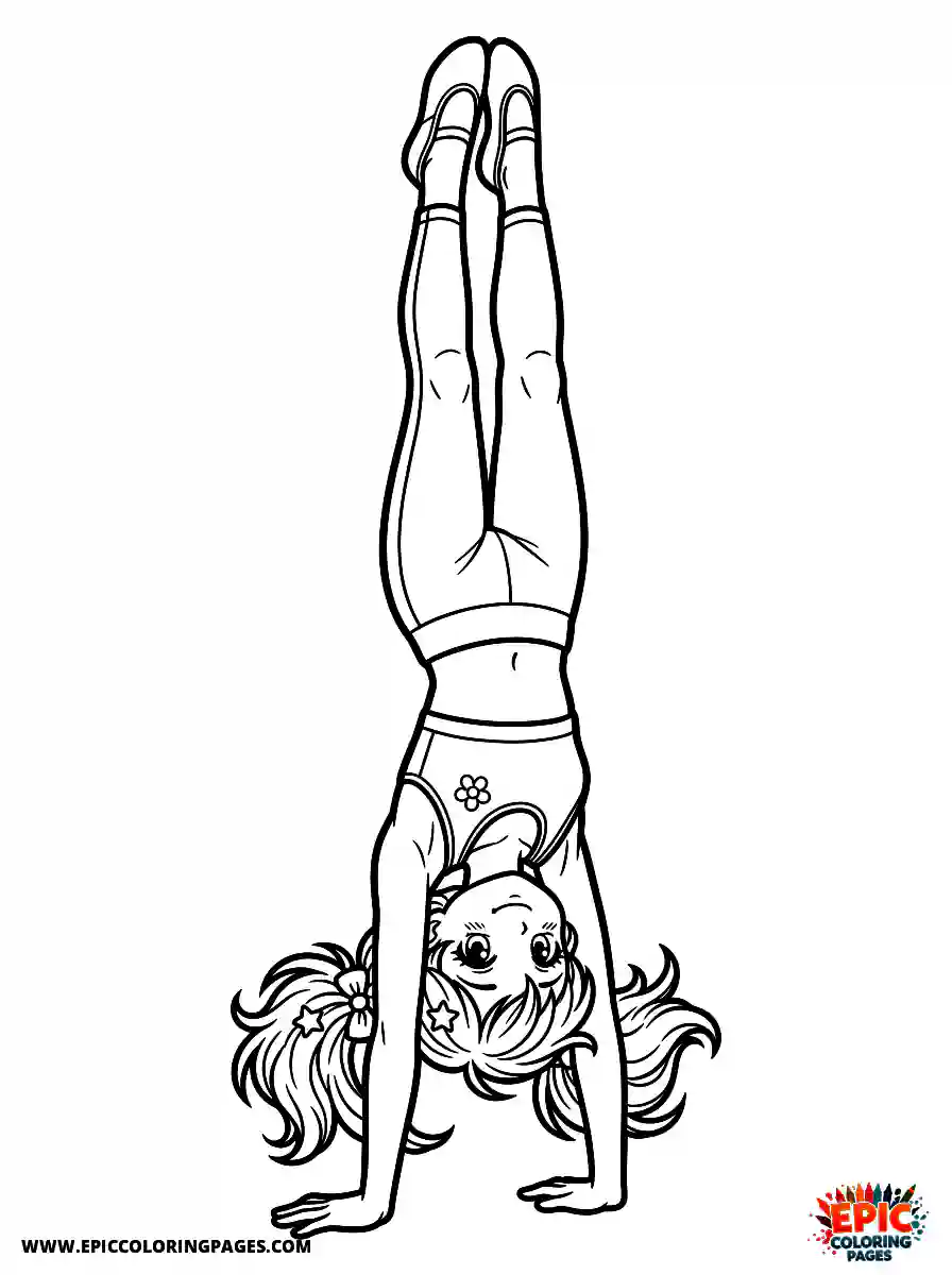 Yoga Girl Cute yoga girl anime style doing a handstand