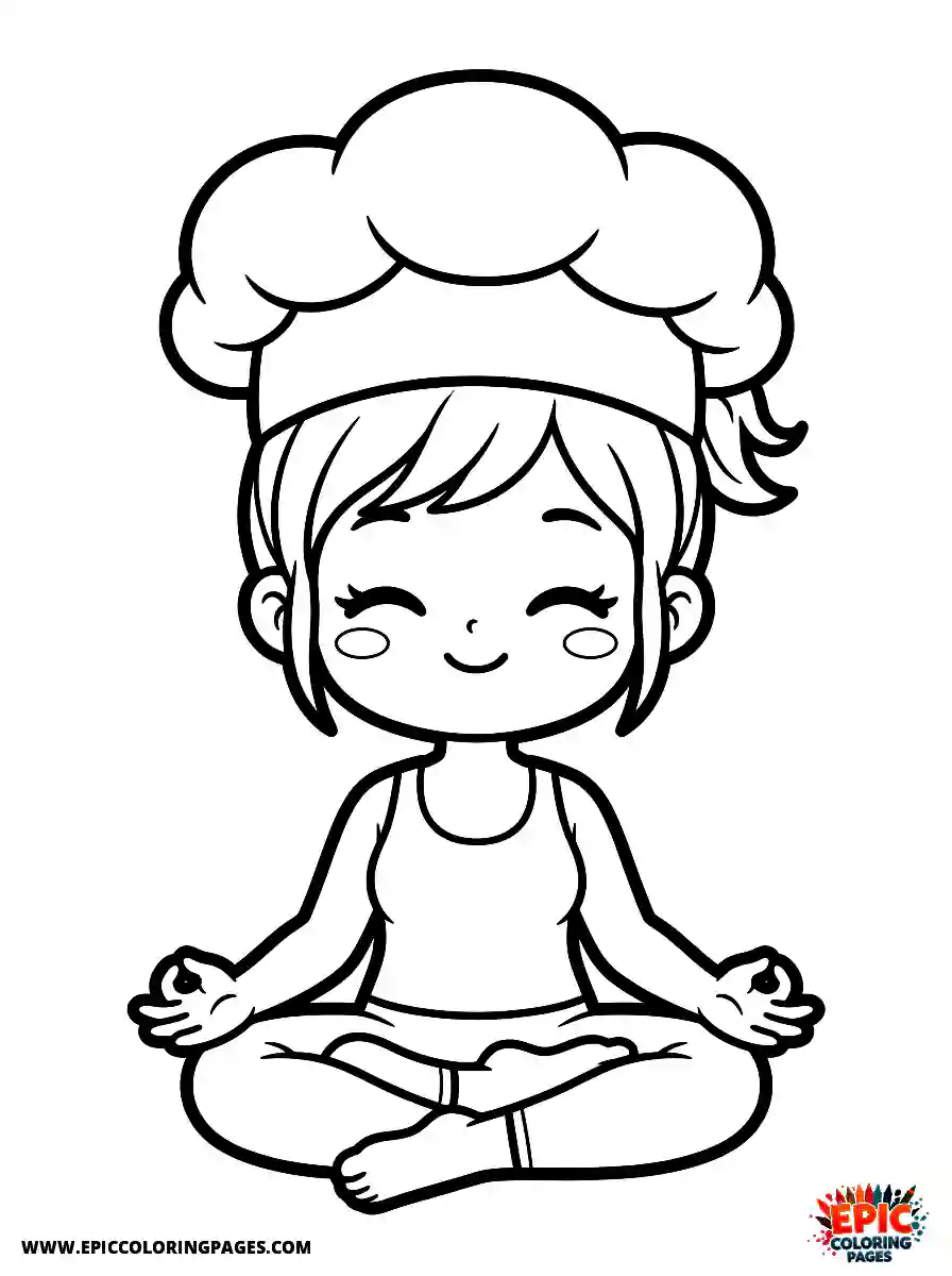 Yoga Girl Cute yoga girl anime style wearing a chef hat