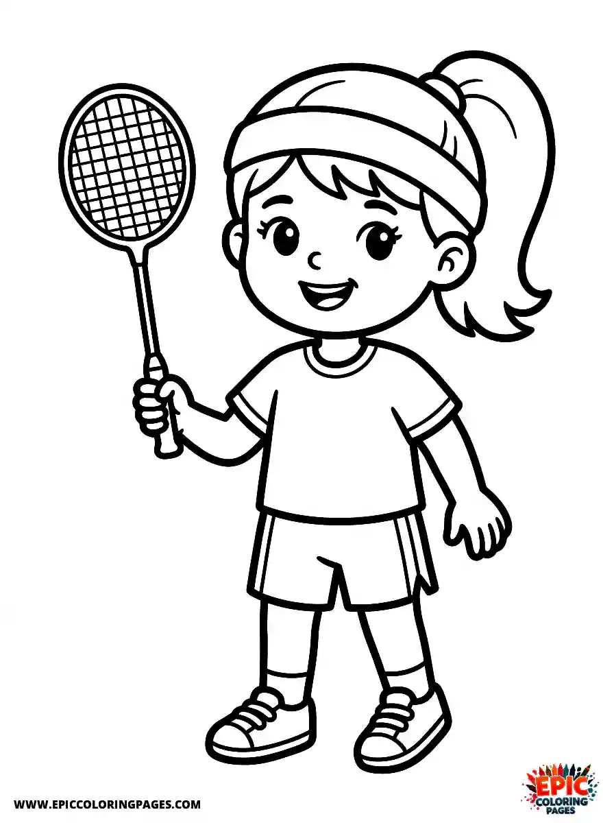 Yoga Girl Cute yoga girl cartoon style holding a badminton racket