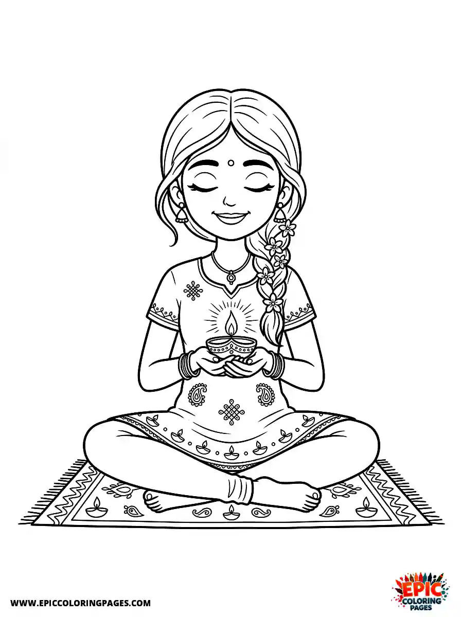 Yoga Girl Cute yoga girl cartoon style holding a lit candle