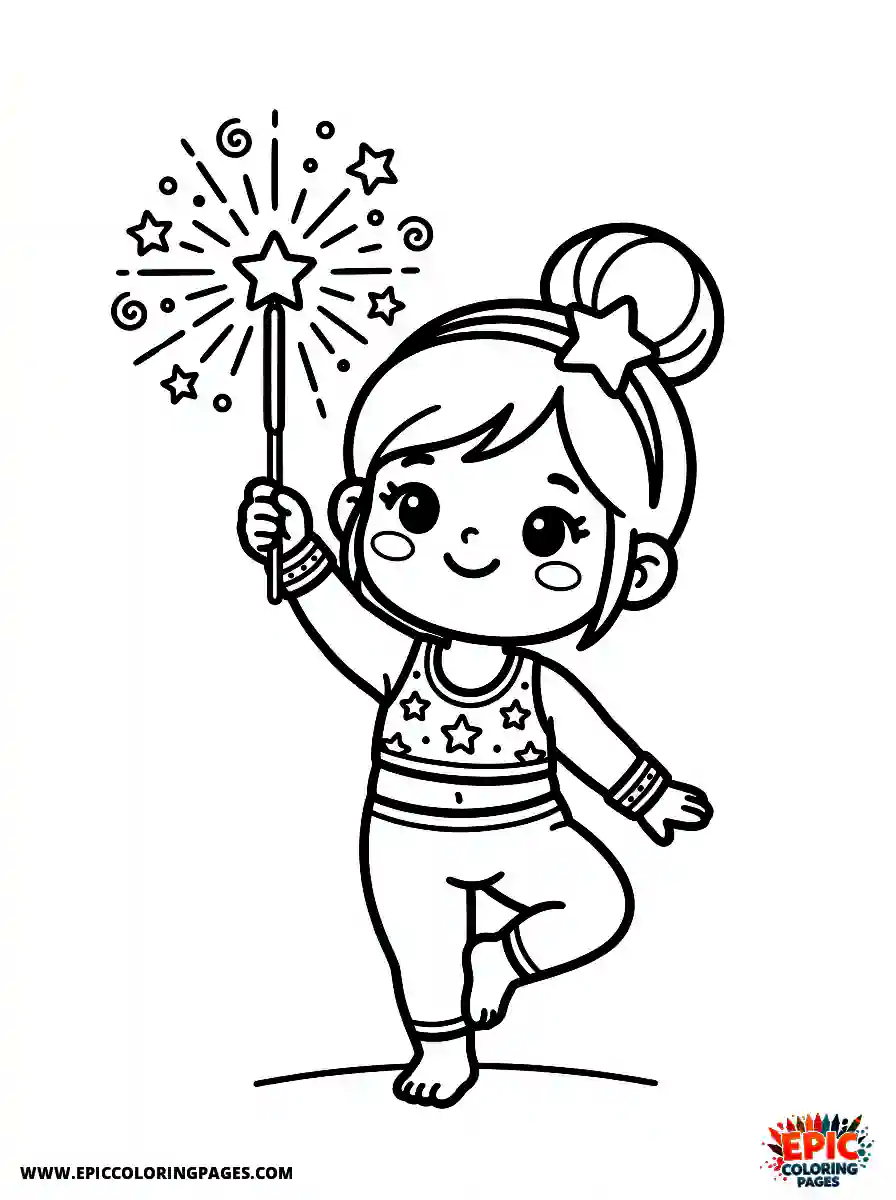 Yoga Girl Cute yoga girl chibi style holding a sparkler