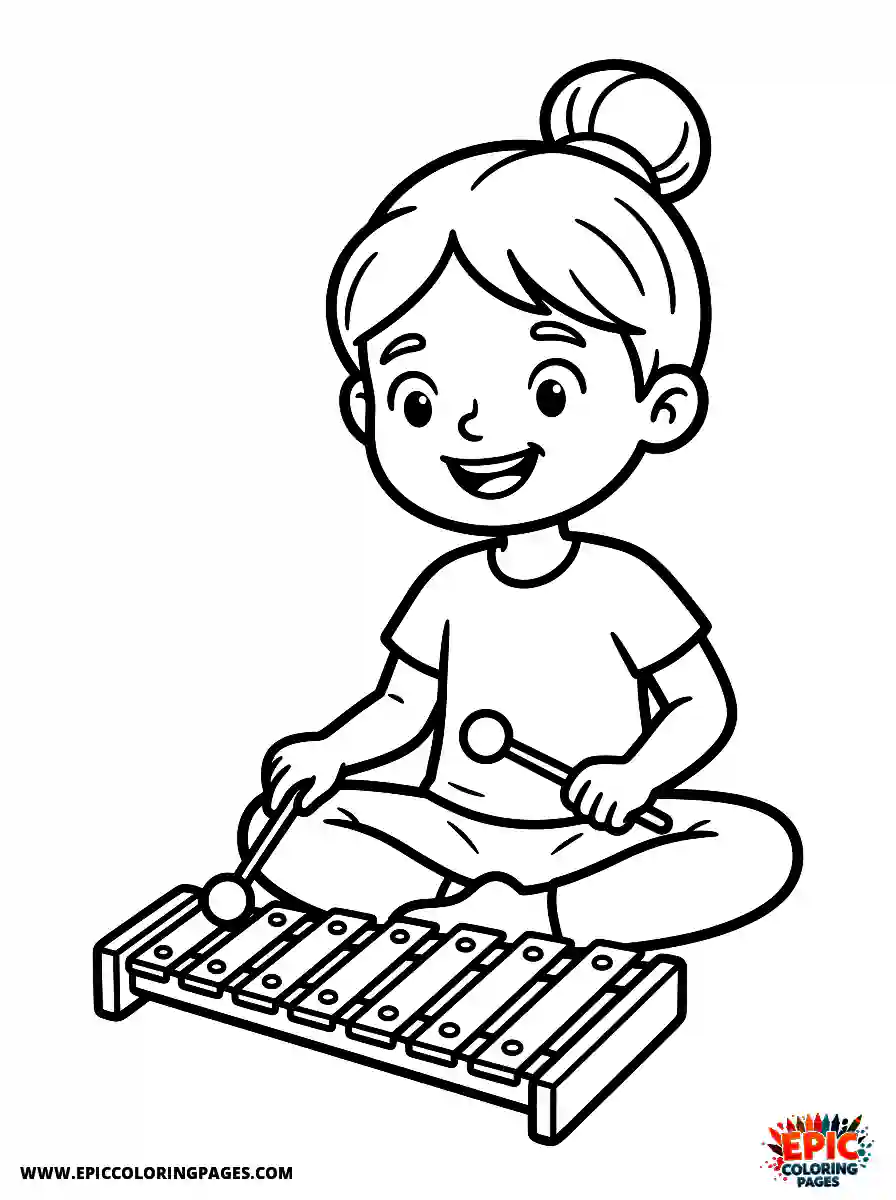 Yoga Girl Cute yoga girl cute style playing a xylophone