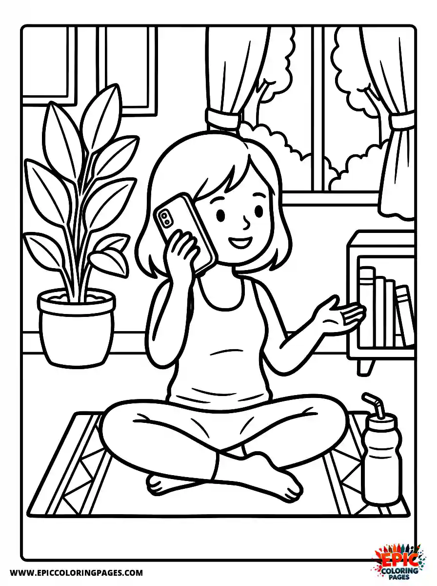 Yoga Girl Cute yoga girl cute style talking on a mobile phone
