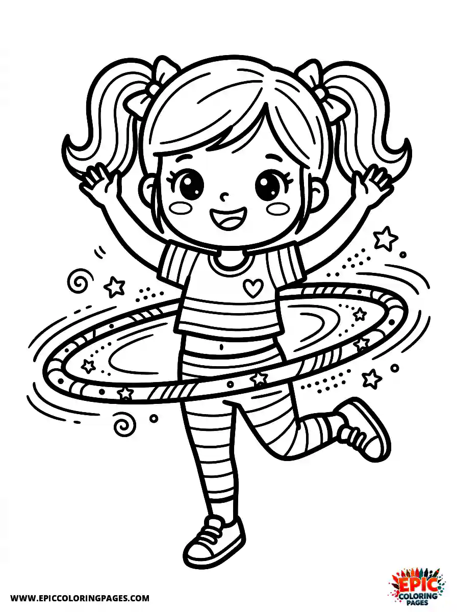 Yoga Girl Cute yoga girl kawaii style doing a hula hoop spin