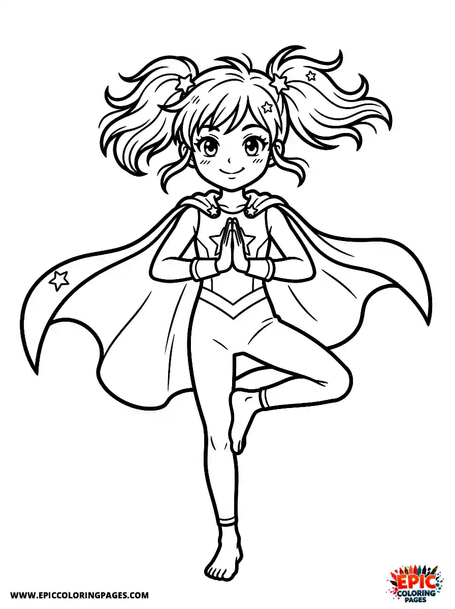 Yoga Girl Cute yoga girl manga style wearing a superhero cape