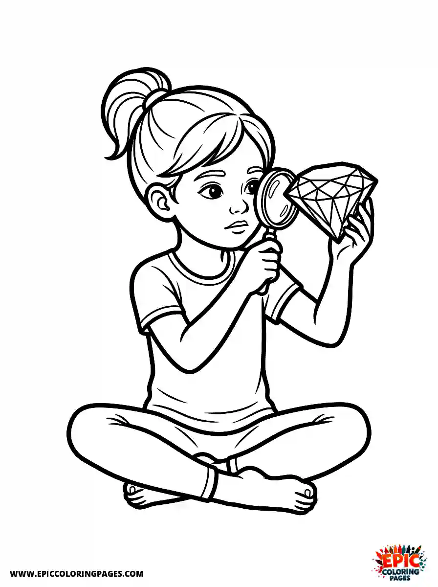 Yoga Girl Cute yoga girl realistic examining a rare gemstone