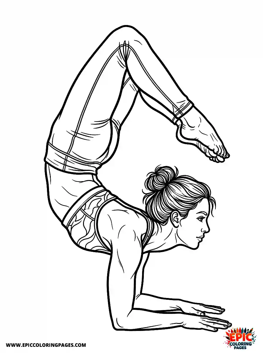 Yoga Girl Cute yoga girl realistic practicing a complex yoga pose