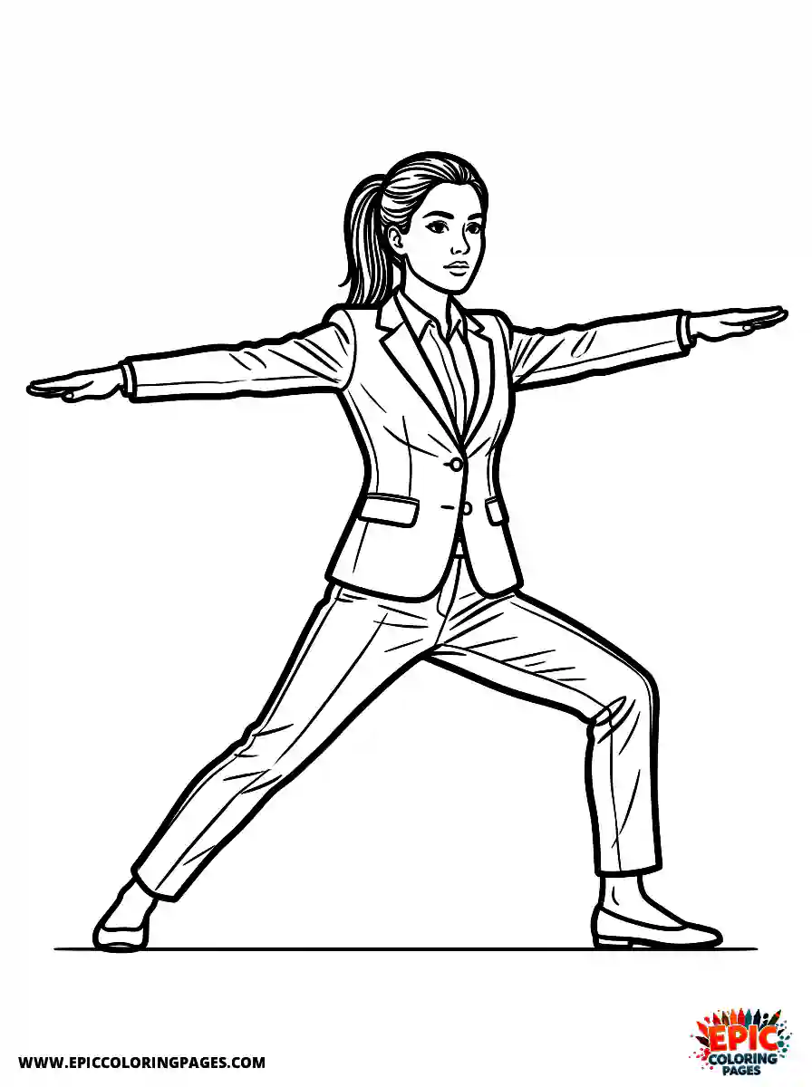 Yoga Girl Cute yoga girl realistic wearing a tailored business suit