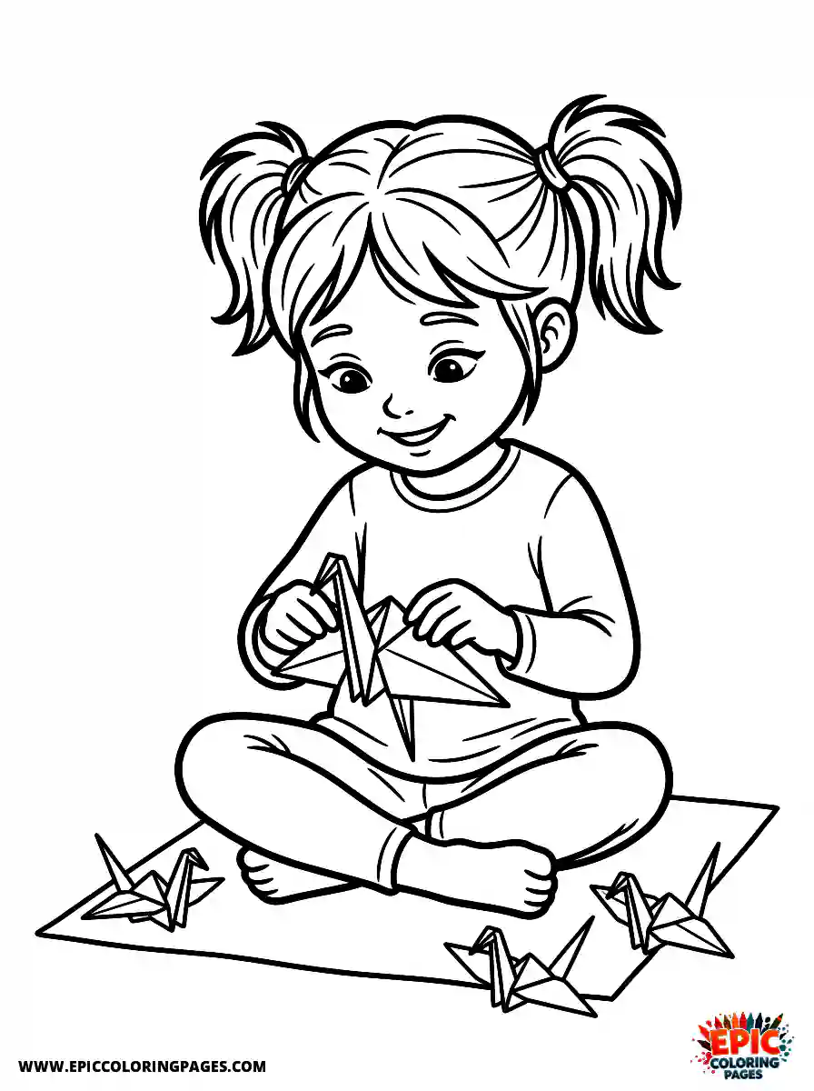 Yoga Girl Cute yoga girl style folding a paper origami crane