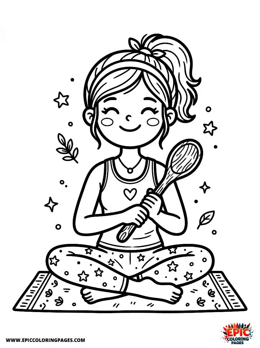 Yoga Girl Cute yoga girl style holding a wooden spoon