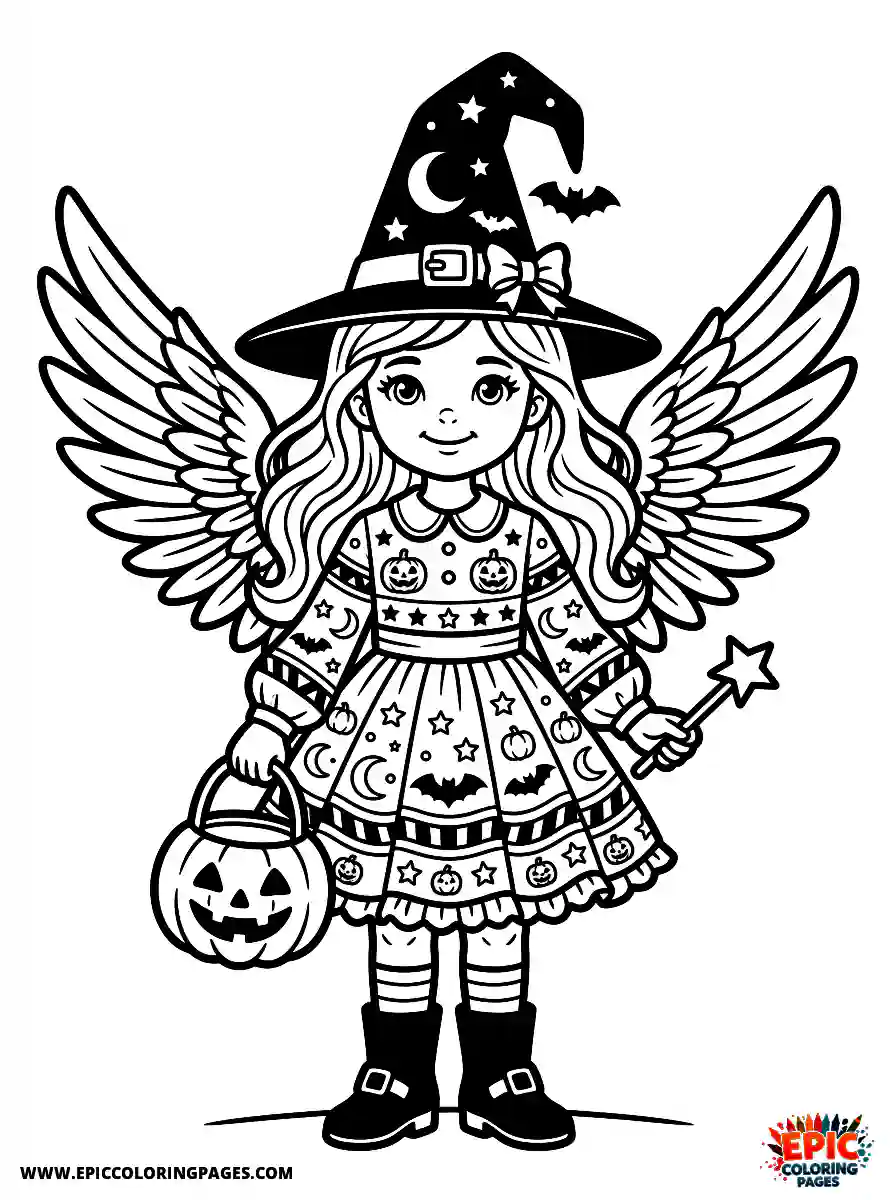 Angel Girl Easy angel girl realistic wearing a tall pointed witch hat