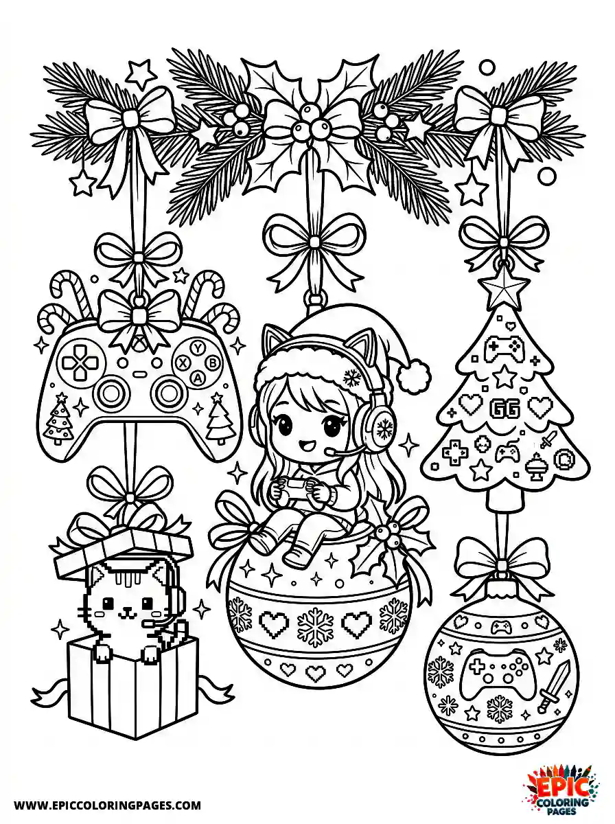 Gamer Girl Gamer girl adorable style hanging ornaments christmas