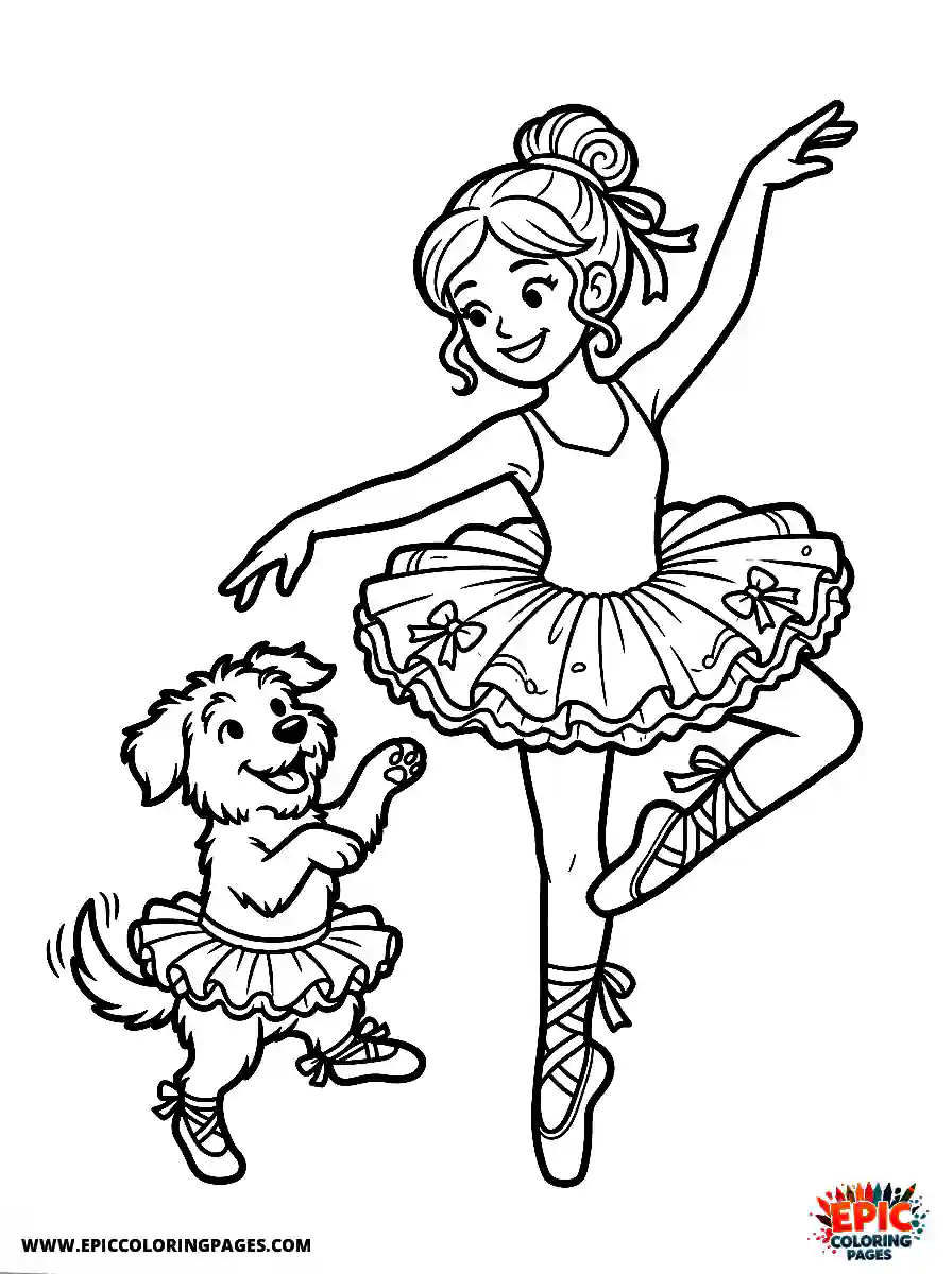 Girl with Dog Girl with dog posing in ballet shoes wearing a tutu