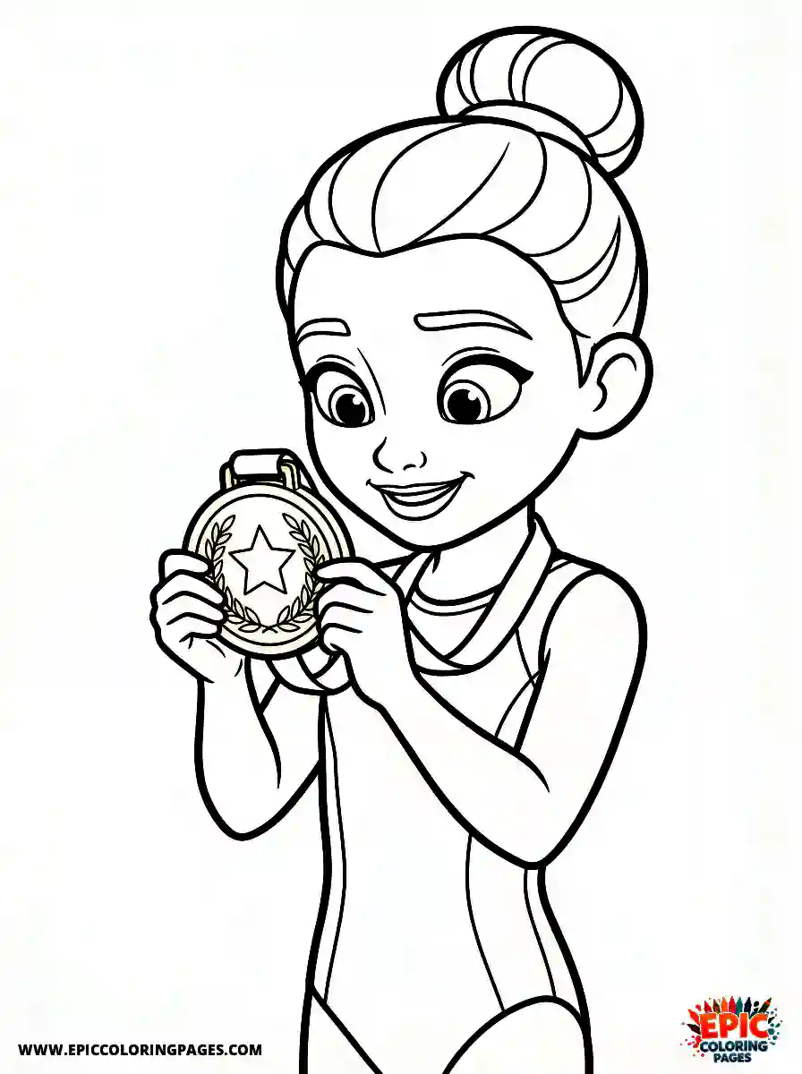 Gymnast Girl Gymnast girl 3d disney style looking at a gold medal closely