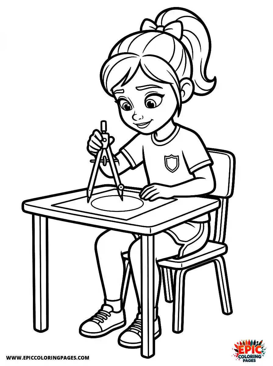 Gymnast Girl Gymnast girl 3d disney style measuring with a geometric compass
