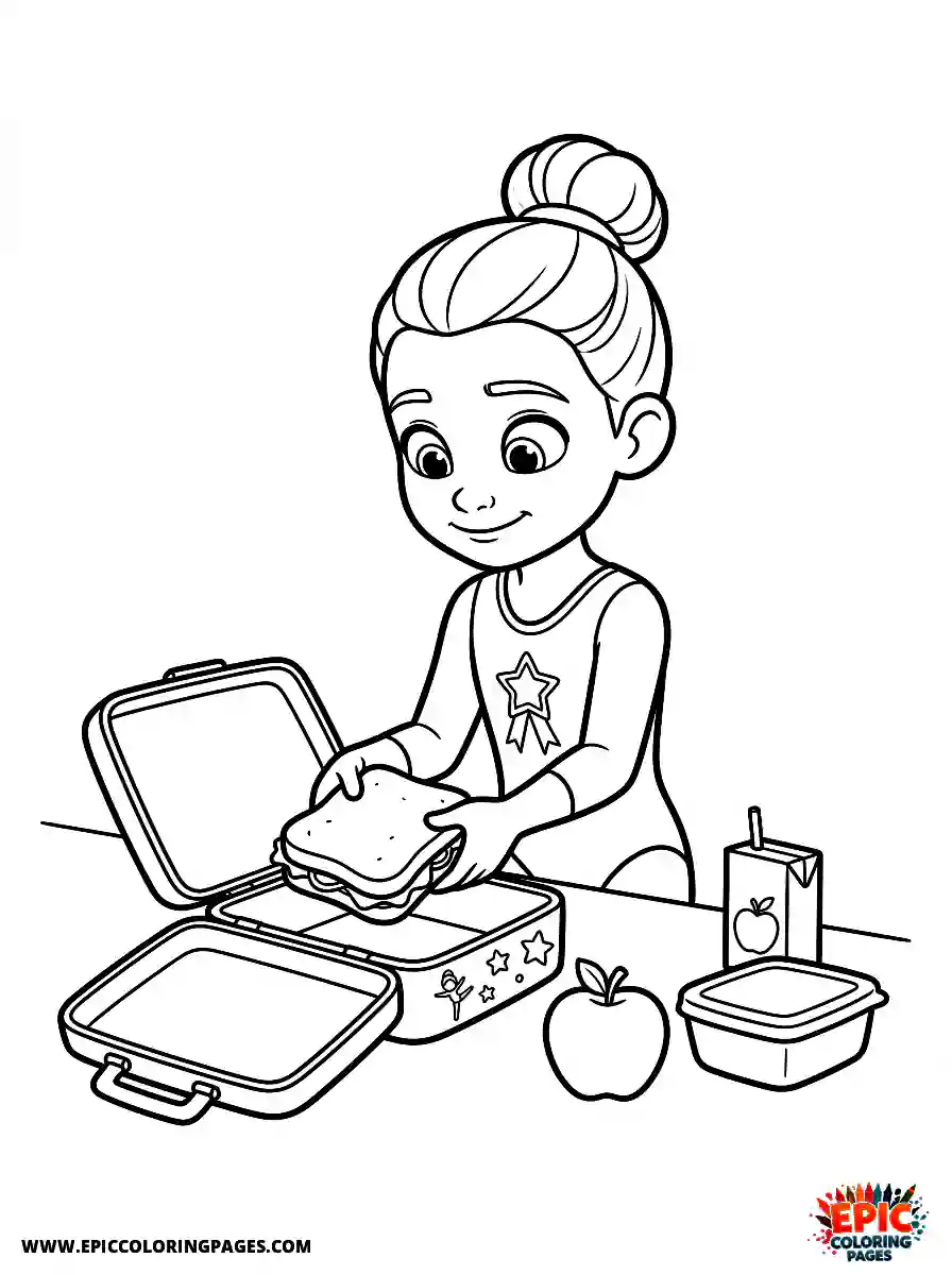 Gymnast Girl Gymnast girl 3d disney style packing a lunchbox with a sandwich