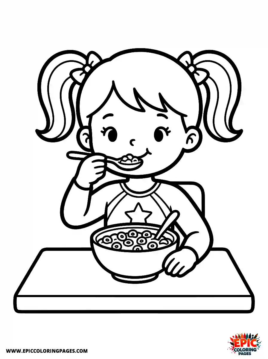 Gymnast Girl Gymnast girl adorable style eating cereal from a bowl with a spoon