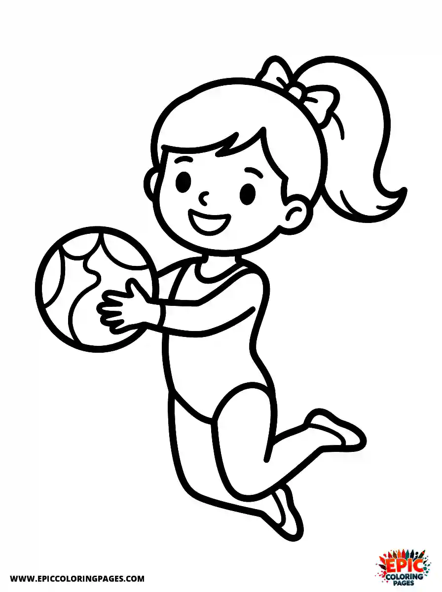 Gymnast Girl Gymnast girl adorable style jumping with a gymnastics ball