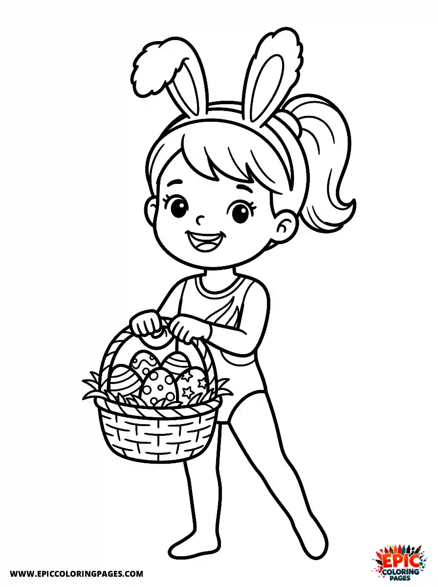 Gymnast Girl Gymnast girl adorable style wearing bunny ears holding a basket