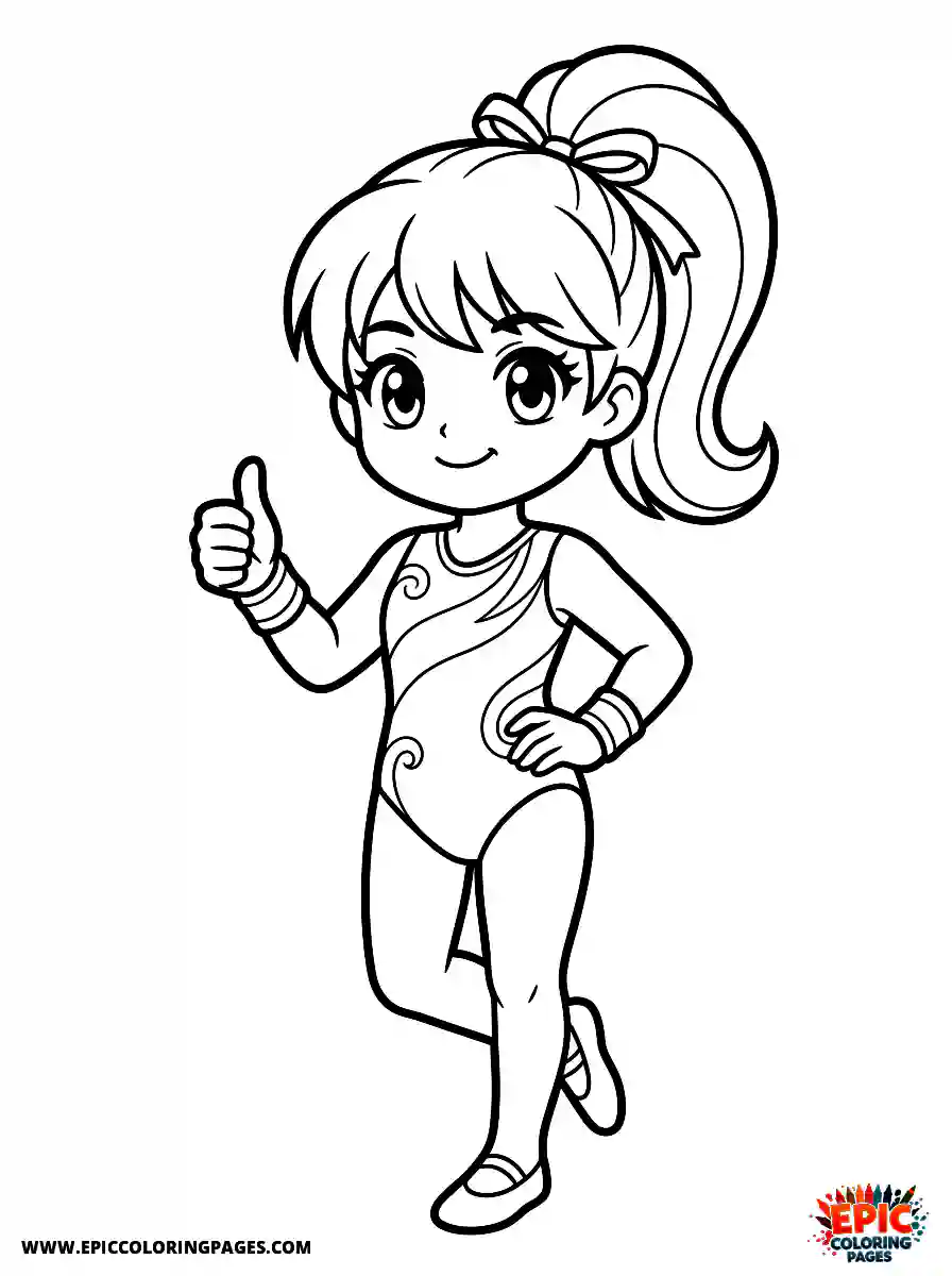 Gymnast Girl Gymnast girl anime style giving a thumbs up sign