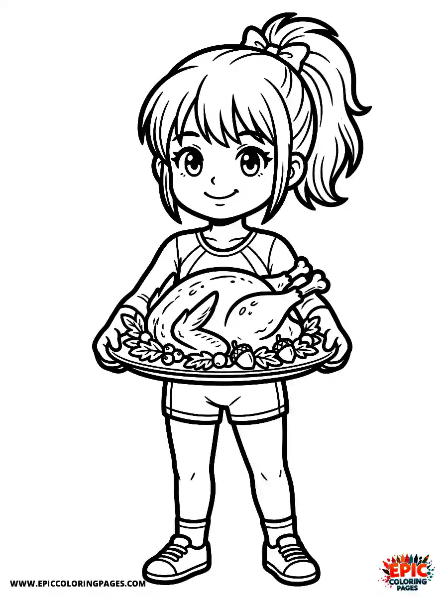 Gymnast Girl Gymnast girl anime style holding a roasted turkey platter