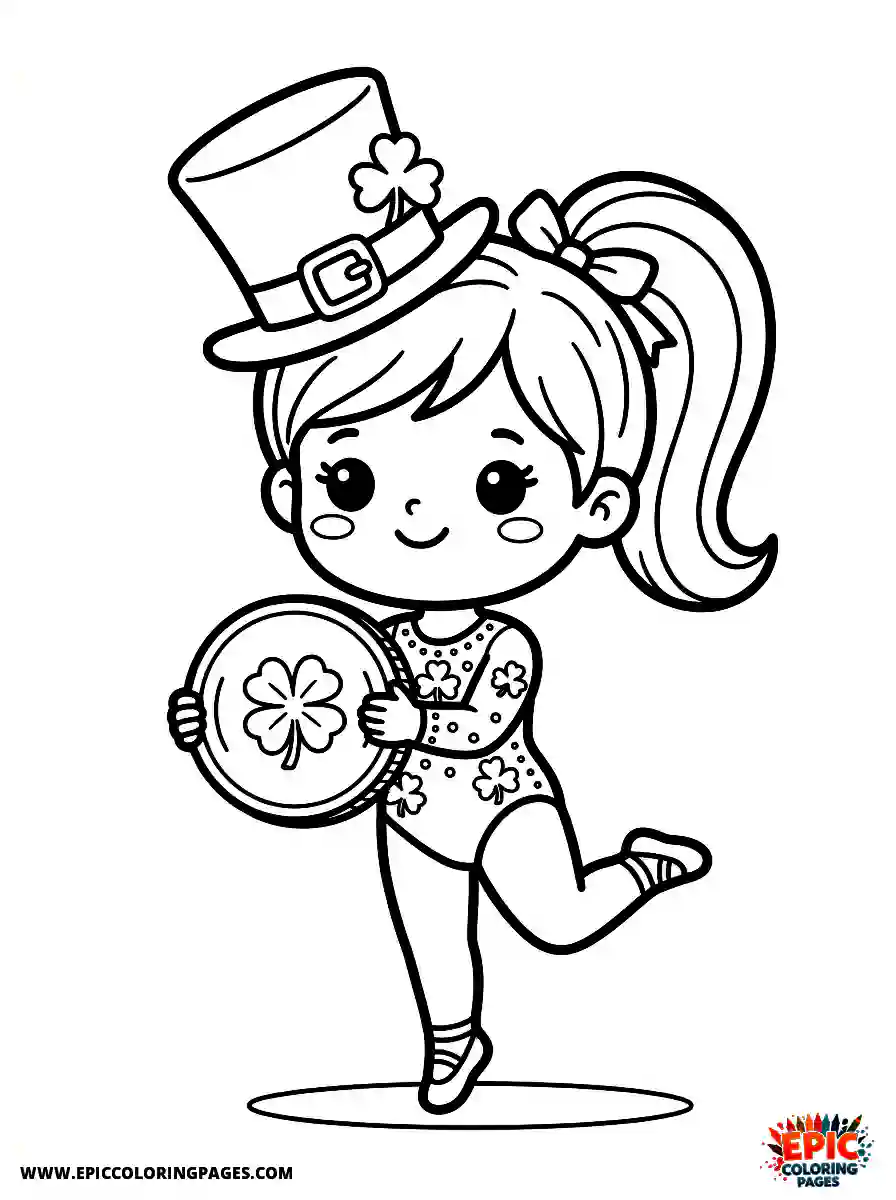 Gymnast Girl Gymnast girl chibi style wearing a leprechaun hat holding a coin
