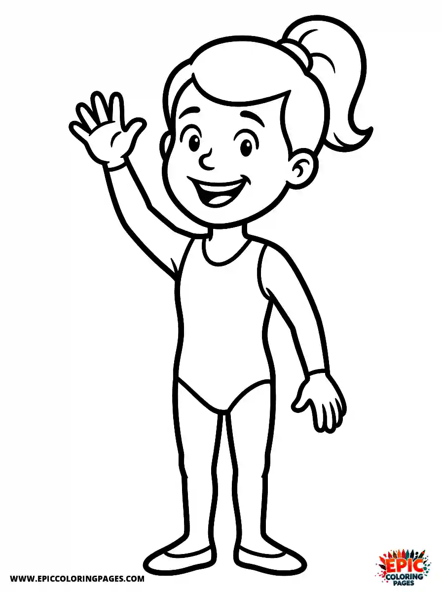 Gymnast Girl Gymnast girl comic strip style waving to the audience
