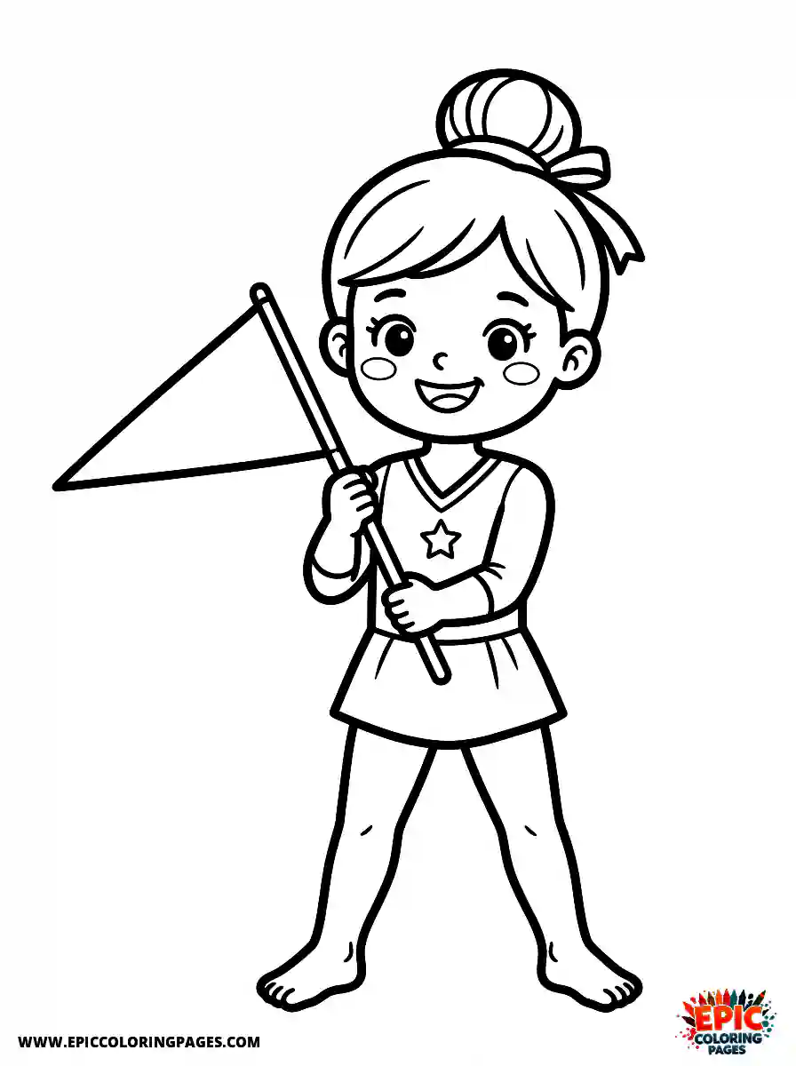 Gymnast Girl Gymnast girl cute style holding a pennant flag