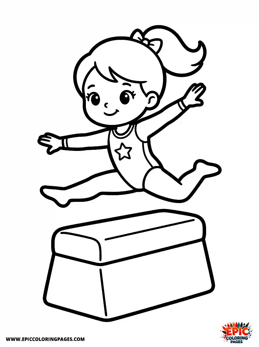 Gymnast Girl Gymnast girl cute style leaping over a vaulting block